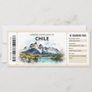 Bearbeitbarer Chile Flugzeug Boarding Pass Einladung