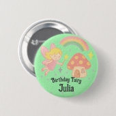 Bearbeitbarer Crayon-Stil – Fairy Mushroom Geburts Button (Vorne & Hinten)