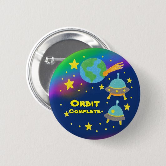 Bearbeitbarer Crayon Style - Sonnensystemreisezeit Button (Vorne & Hinten)