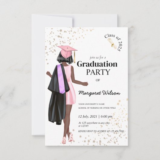 Bearbeitbarer Cstart-Uni-Abschluss Einladung (Vorderseite)