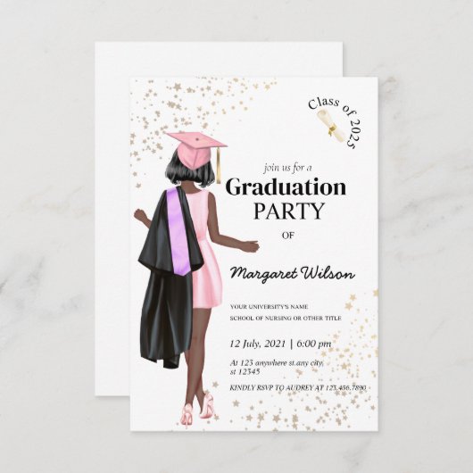 Bearbeitbarer Cstart-Uni-Abschluss Einladung (Vorne/Hinten)