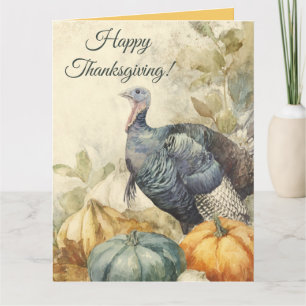 Bearbeitbarer Erntedank Türkei Pumpkins und Blätte Karte