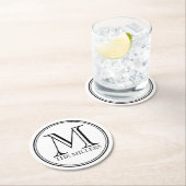 Bearbeitbarer Farbname / Bar / Diner Round Monogra Runder Pappuntersetzer (Vor Ort)