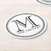Bearbeitbarer Farbname / Bar / Diner Round Monogra Runder Pappuntersetzer (Angewinkelt)