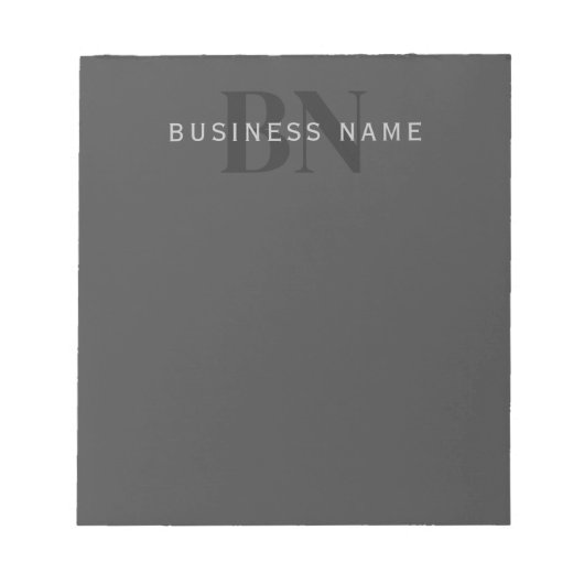 Bearbeitbarer Firmenname (oder anderer Text) Grau Notizblock (Vorderseite)