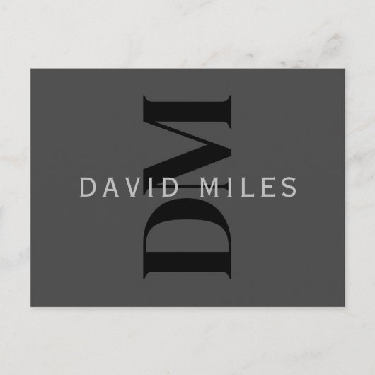 Bearbeitbarer Firmenname (oder anderer Text) Grau Postkarte (Vorderseite)