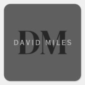 Bearbeitbarer Firmenname (oder anderer Text) Grau Quadratischer Aufkleber (Vorderseite)