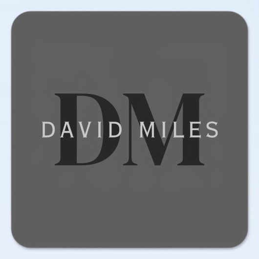 Bearbeitbarer Firmenname (oder anderer Text) Grau Quadratischer Aufkleber