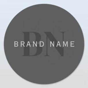 Bearbeitbarer Firmenname (oder anderer Text) Grau Runder Aufkleber