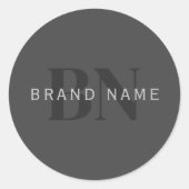 Bearbeitbarer Firmenname (oder anderer Text) Grau Runder Aufkleber (Vorderseite)