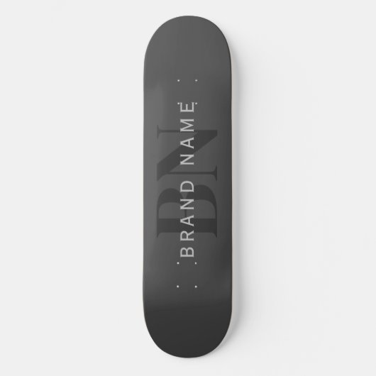 Bearbeitbarer Firmenname (oder anderer Text) Grau Skateboard (Vorderseite)