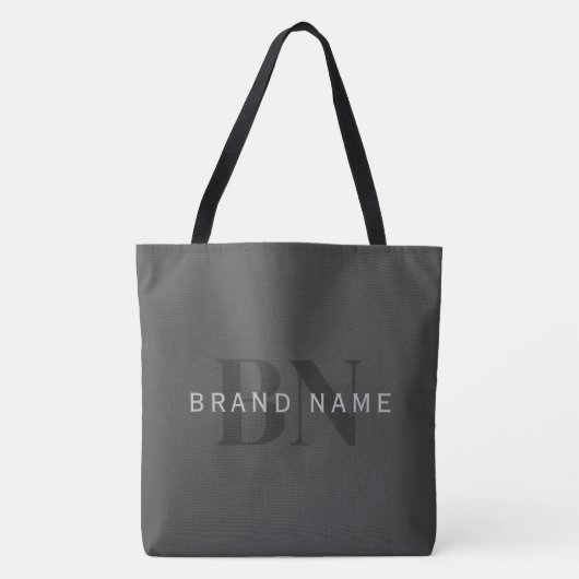 Bearbeitbarer Firmenname (oder anderer Text) Grau Tasche (Vorderseite)