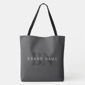 Bearbeitbarer Firmenname (oder anderer Text) Grau Tasche (Rückseite)