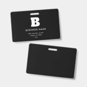 Bearbeitbarer Firmenname & Slogan | Schwarz und We Ausweis (Vorder- & Rückseite)