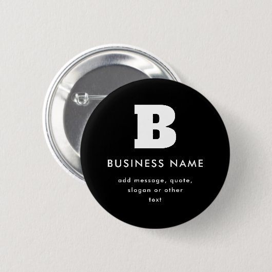 Bearbeitbarer Firmenname & Slogan | Schwarz und We Button (Vorne & Hinten)