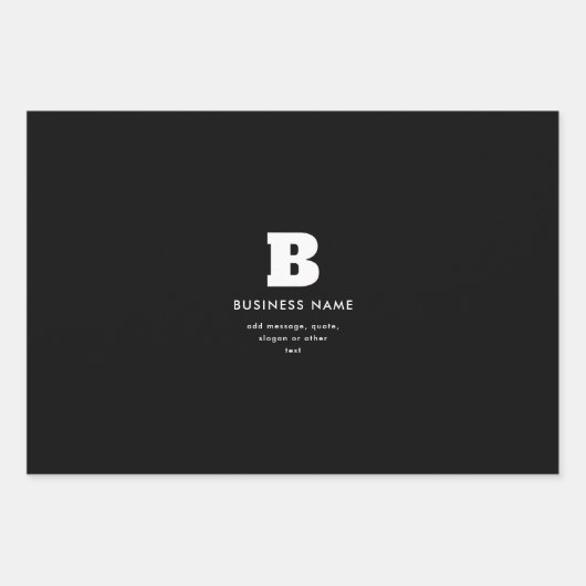 Bearbeitbarer Firmenname & Slogan | Schwarz und We Geschenkpapier Set (Vorderseite)