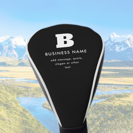 Bearbeitbarer Firmenname & Slogan | Schwarz und We Golf Headcover