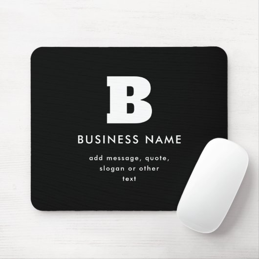 Bearbeitbarer Firmenname & Slogan | Schwarz und We Mousepad (Mit Mouse)