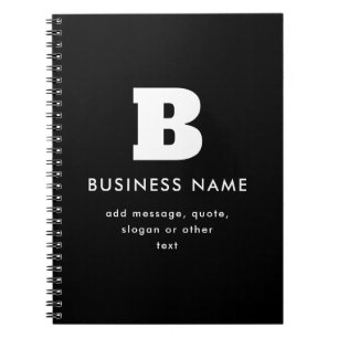 Bearbeitbarer Firmenname & Slogan Schwarz und We Notizblock