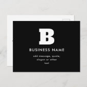 Bearbeitbarer Firmenname & Slogan | Schwarz und We Postkarte (Vorne/Hinten)