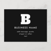 Bearbeitbarer Firmenname & Slogan | Schwarz und We Postkarte (Vorderseite)
