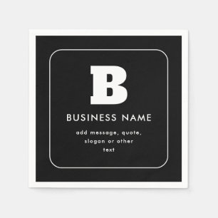 Bearbeitbarer Firmenname & Slogan Schwarz und We Serviette