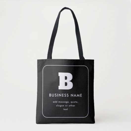 Bearbeitbarer Firmenname & Slogan | Schwarz und We Tasche (Vorderseite)