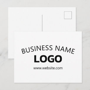 Bearbeitbarer Firmenname, Website und hochgeladene Postkarte