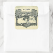 Bearbeitbarer Fox im Buchzeichen Holz Quadratischer Aufkleber (Tasche)