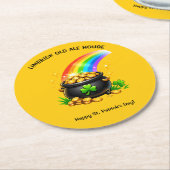 Bearbeitbarer Goldtopf St. Patrick's Day Runder Pappuntersetzer (Angewinkelt)