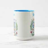 Bearbeitbarer guter Morgenname und Blume Zweifarbige Tasse (Mittel)