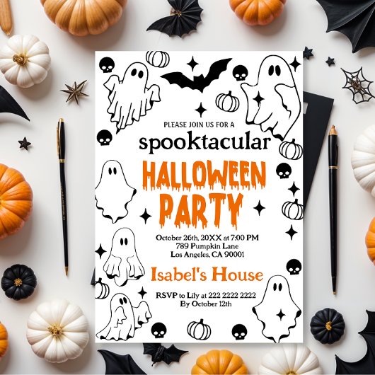 bearbeitbarer halloween ghost spooktacular Geburts Einladung