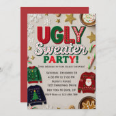 Bearbeitbarer hässlicher Pullover-Party Einladung (Vorne/Hinten)