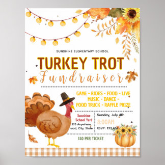 Bearbeitbarer Herbst-Truthahn-Trott-Fundraiser-Fly Poster