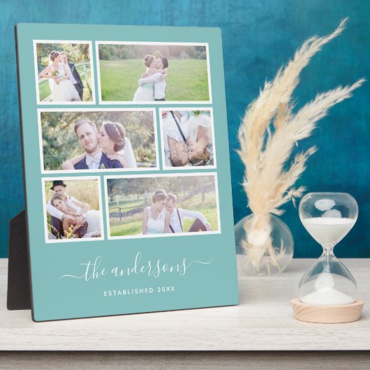 Bearbeitbarer Hintergrund Farbe sechs Foto Collage Fotoplatte (Seite)