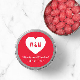 Bearbeitbarer Hintergrund Monogram Heart Moderne H Runder Aufkleber