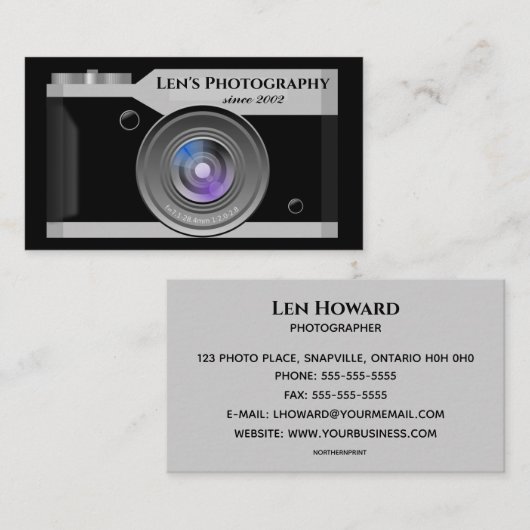 Bearbeitbarer Kamerahograf Visitenkarte (Vorne/Hinten)