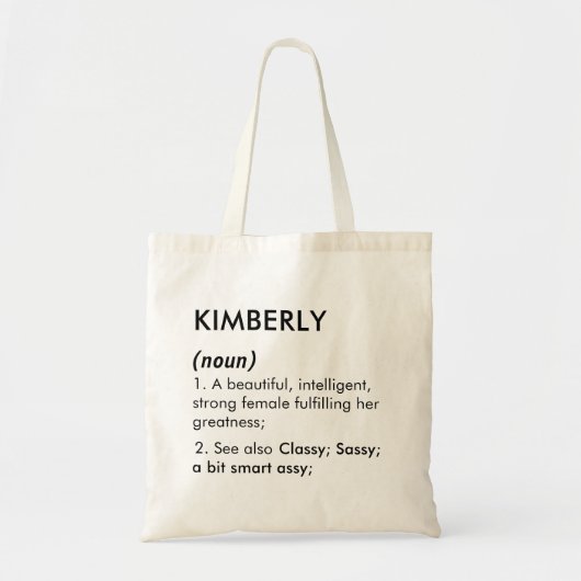 Bearbeitbarer Kimberly-Name Definition, benutzerde Tragetasche (Vorne)