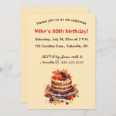 Bearbeitbarer Kuchen und Berries Geburtstag Einladung (Vorne/Hinten)