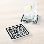 Bearbeitbarer moderner QR-Code | Schwarz Weiß oder Glasuntersetzer (Schrägansicht)