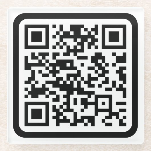 Bearbeitbarer moderner QR-Code | Schwarz Weiß oder Glasuntersetzer (Vorderseite)