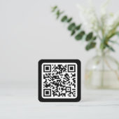 Bearbeitbarer moderner QR-Code | Schwarz Weiß oder Quadratische Visitenkarte (Stehend Vorderseite)