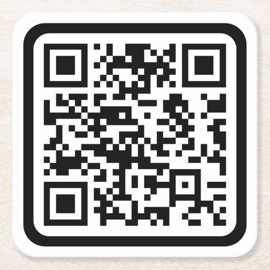 Bearbeitbarer moderner QR-Code | Schwarz Weiß oder Rechteckiger Pappuntersetzer (Vorderseite)