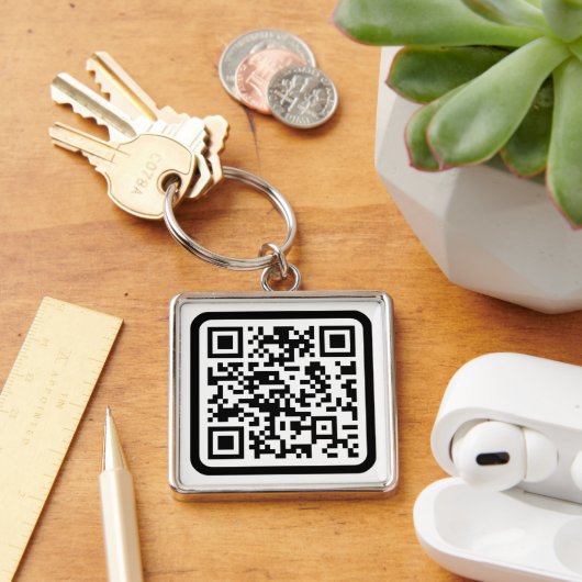 Bearbeitbarer moderner QR-Code | Schwarz Weiß oder Schlüsselanhänger (Schreibtisch)