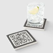 Bearbeitbarer moderner QR-Code | Schwarz Weiß oder Steinuntersetzer (Seitenansicht)
