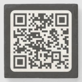 Bearbeitbarer moderner QR-Code | Schwarz Weiß oder Steinuntersetzer (Vorderseite)