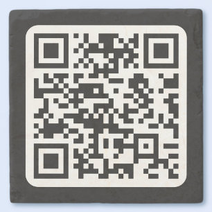 Bearbeitbarer moderner QR-Code Schwarz Weiß oder Steinuntersetzer