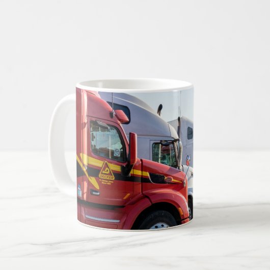 Bearbeitbarer Name Big Rig 18 Wheeler Truck Driver Kaffeetasse (Vorderseite Links)