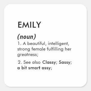 Bearbeitbarer Name Emily Definition, benutzerdefin Quadratischer Aufkleber