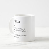 Bearbeitbarer Name Michelle Definition, benutzerde Kaffeetasse (Vorderseite Links)